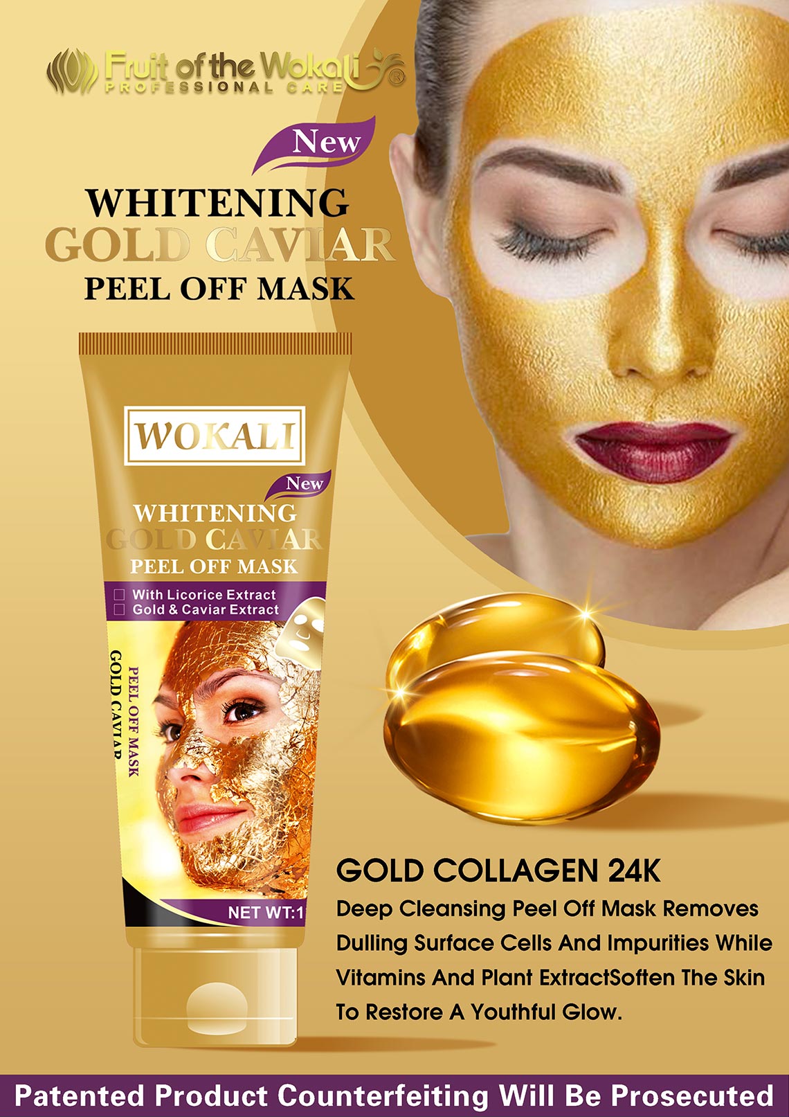 WKL403 GOLD MASK PEEL-OFF MASK-黄金面膜泥-广告画